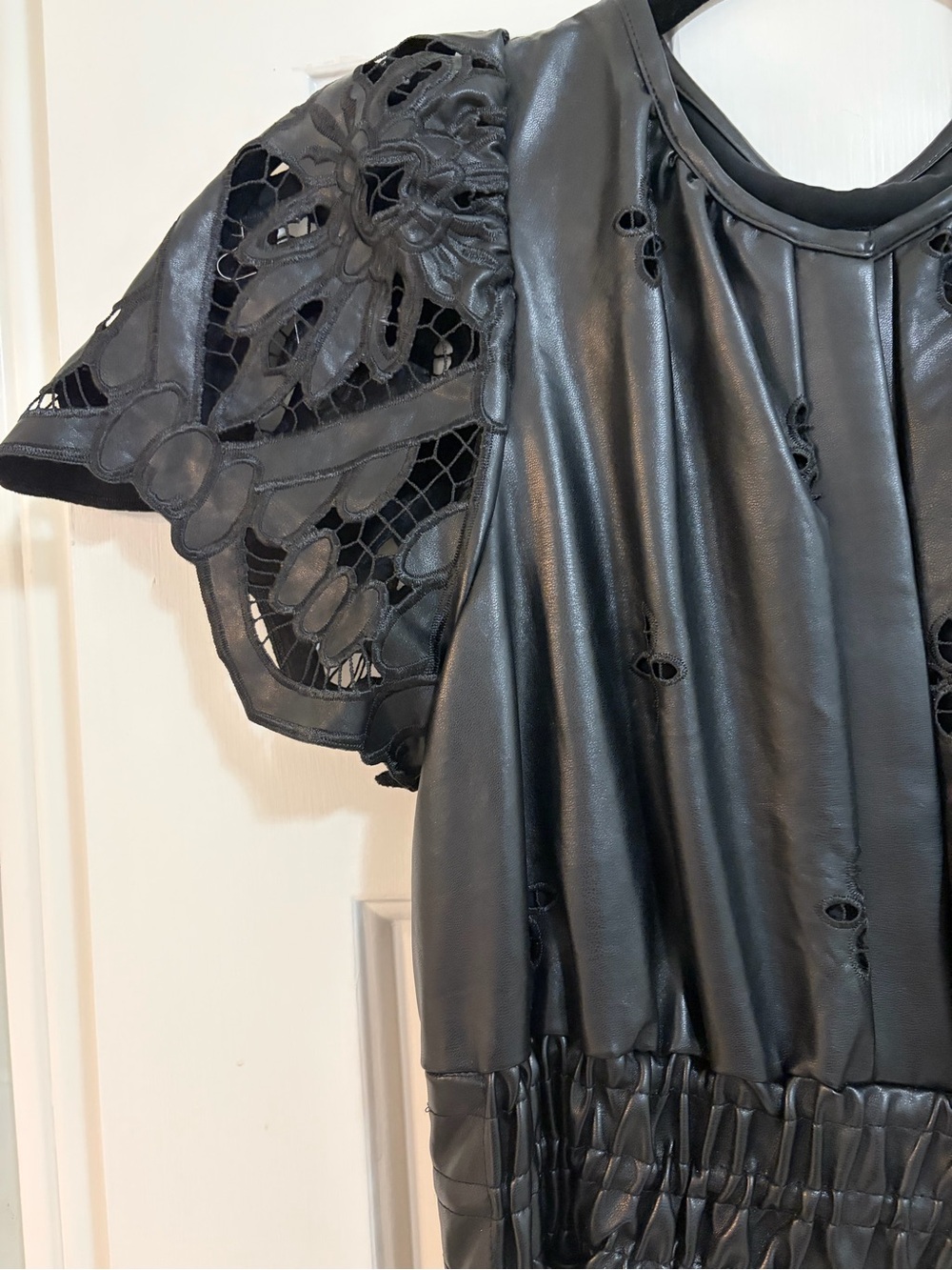 Black faux leather Anthropologie Somerset Maxi Dress NWT small - Picture 2 of 6